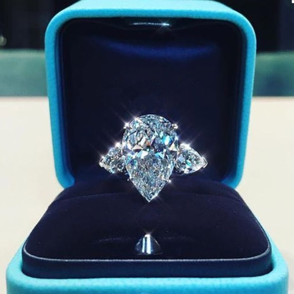 3ctw Pear Three Stone Ring in Sterling Silver White Sapphire - Picture 1 of 12